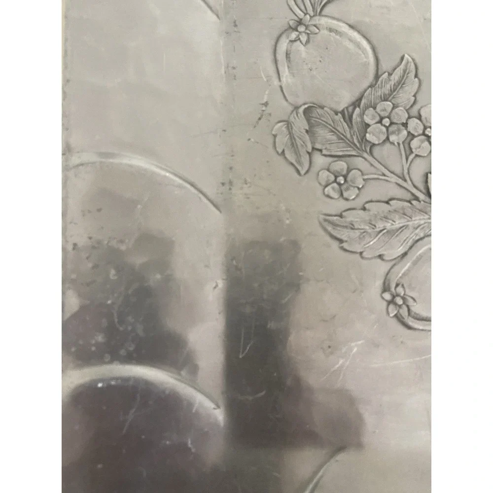 Vintage EVERLAST FORGED ALUMINUM Square Serving Tray Fruit & Floral Design 11.5